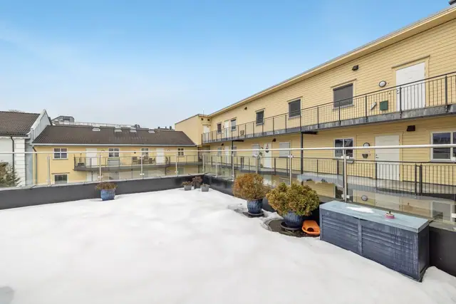 Felles takterrasse for beboerne i sameiet.