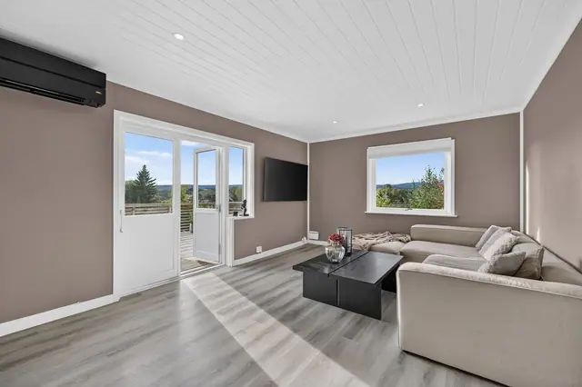 Lys og stor stue med downlights